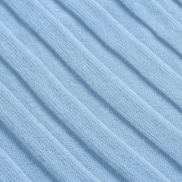 MEROKEETY Bodycon Long Sleeve Dress Light Blue M - Picture 5 of 7